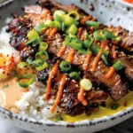 Korean BBQ Steak Rice Bowls with Spicy Cream Sauce Recipe