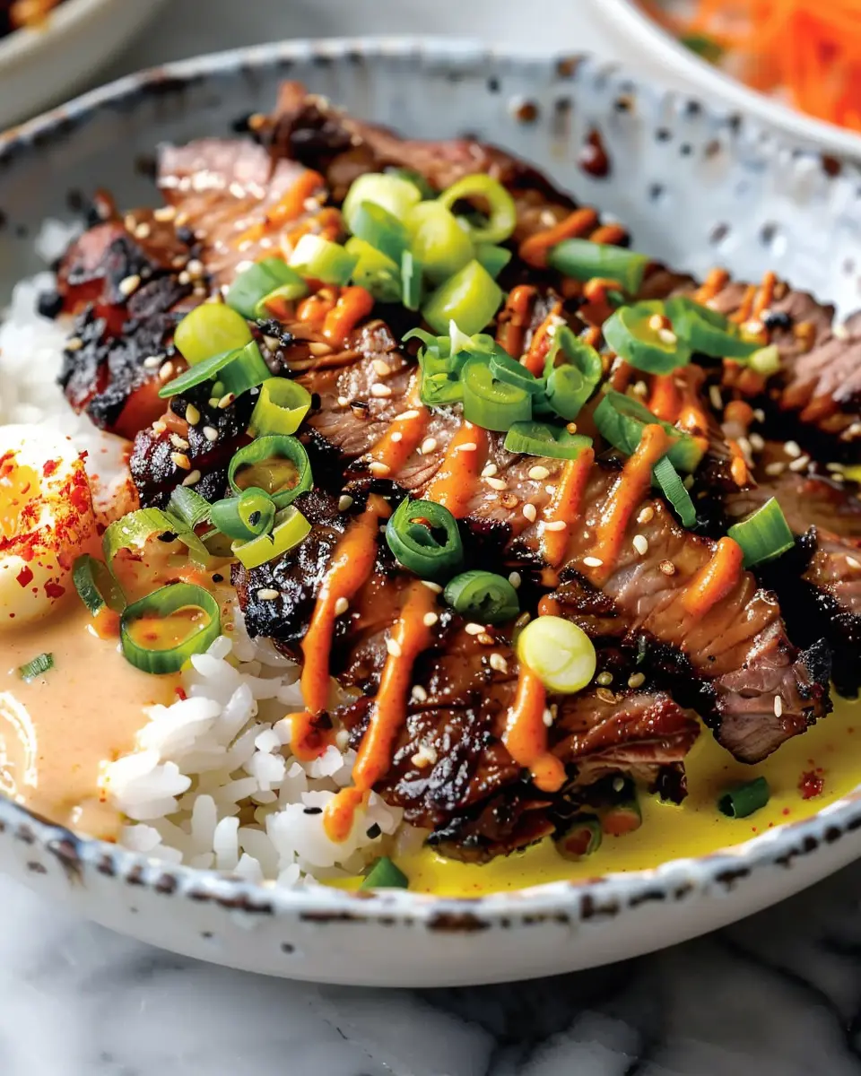 Korean BBQ Steak Rice Bowls: Easy Recipe with Spicy Cream Sauce