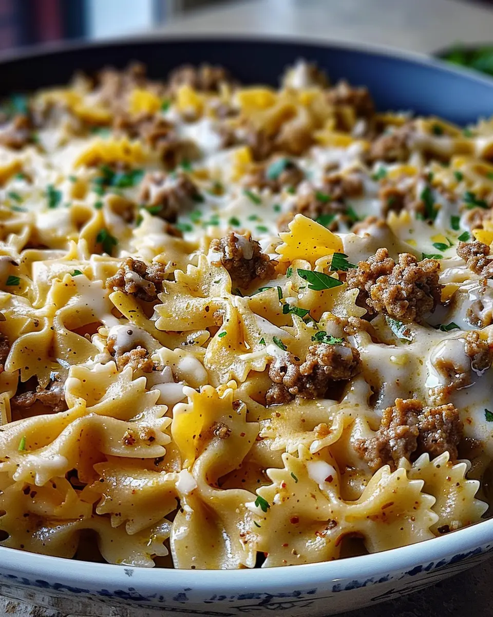 Cajun Cream Cheese Alfredo Bowties: Indulgent Spiced Ground Beef Delight